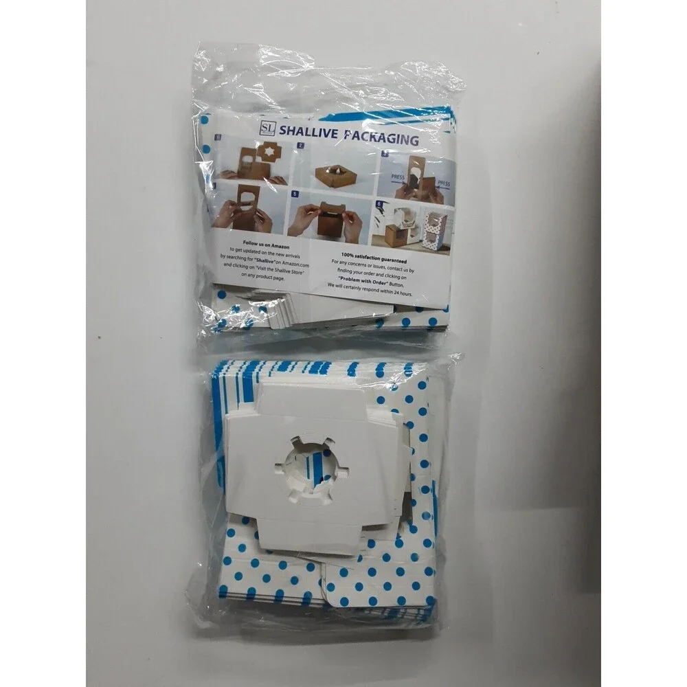 Cupcake Boxes Individual Blue Polka Dots and Stripped